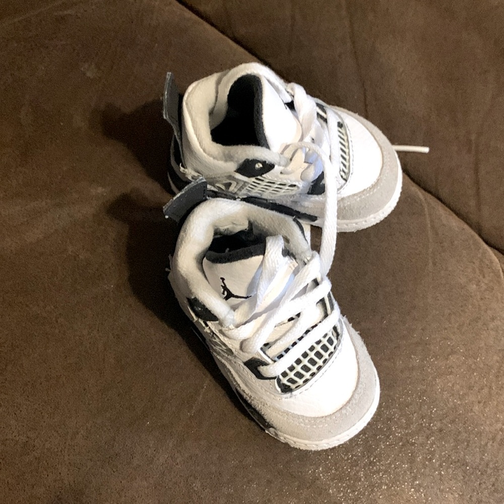 Baby Jordan sneakers grey, black and white size 2 in excellent condition.